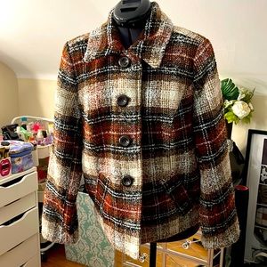 EUC Studio Works Tweed woman’s mod coat size 10, buttons, pockets, lined
